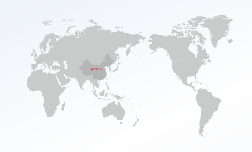 世界地图，中国高亮